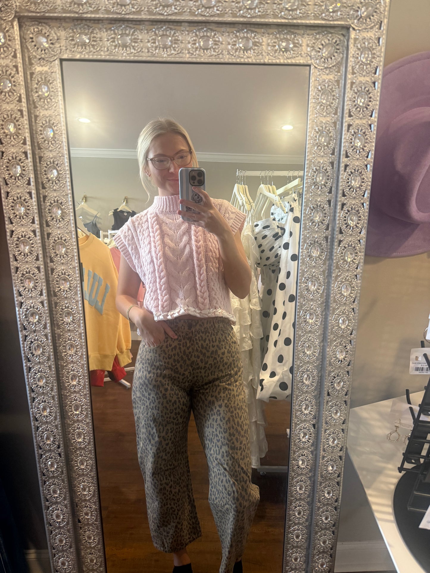 Leopard print jeans