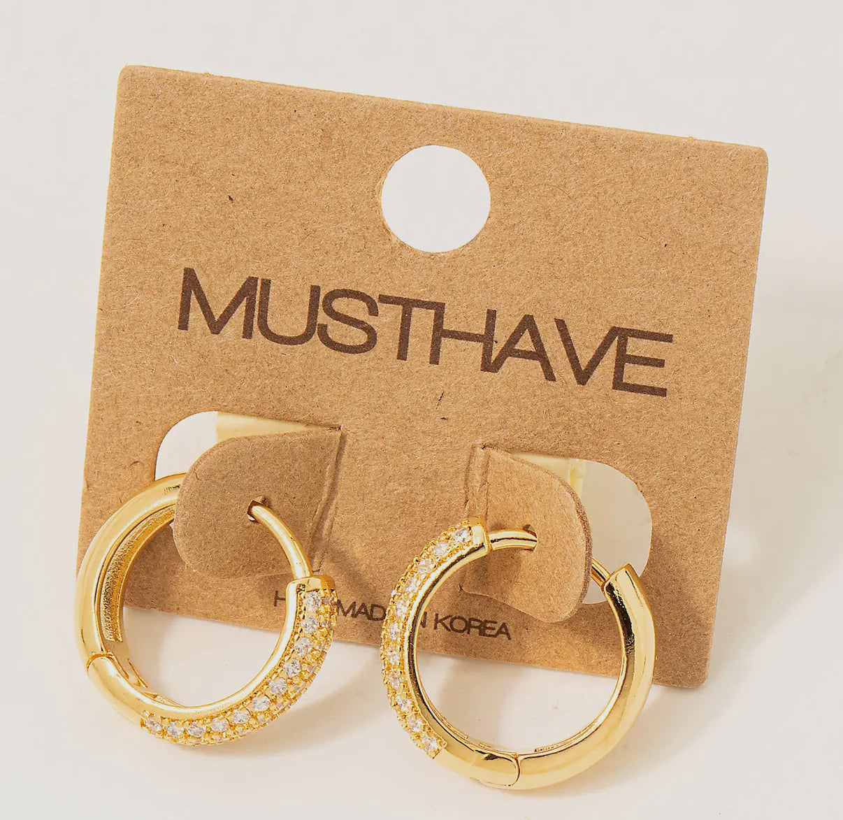 Gold and rhinestones dainty hoops
