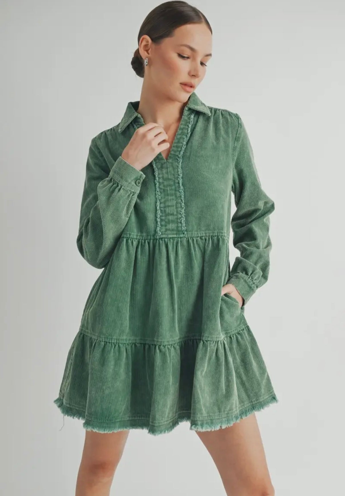 Green corduroy dress