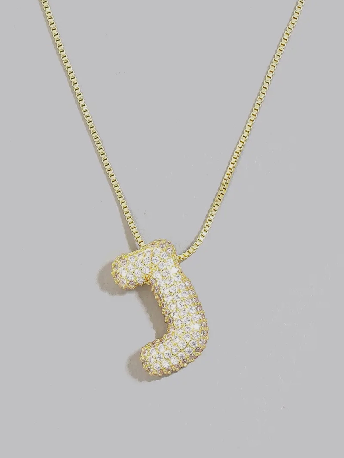 Gold rhinestone bubble initial necklace