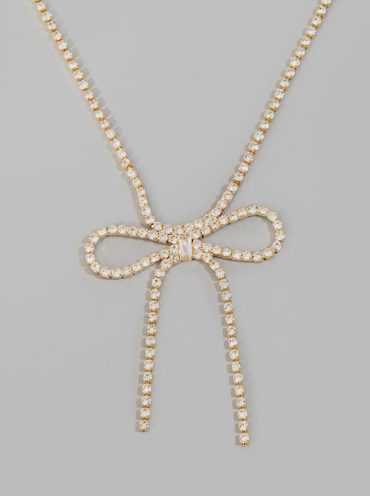 Rhinestone bow necklace