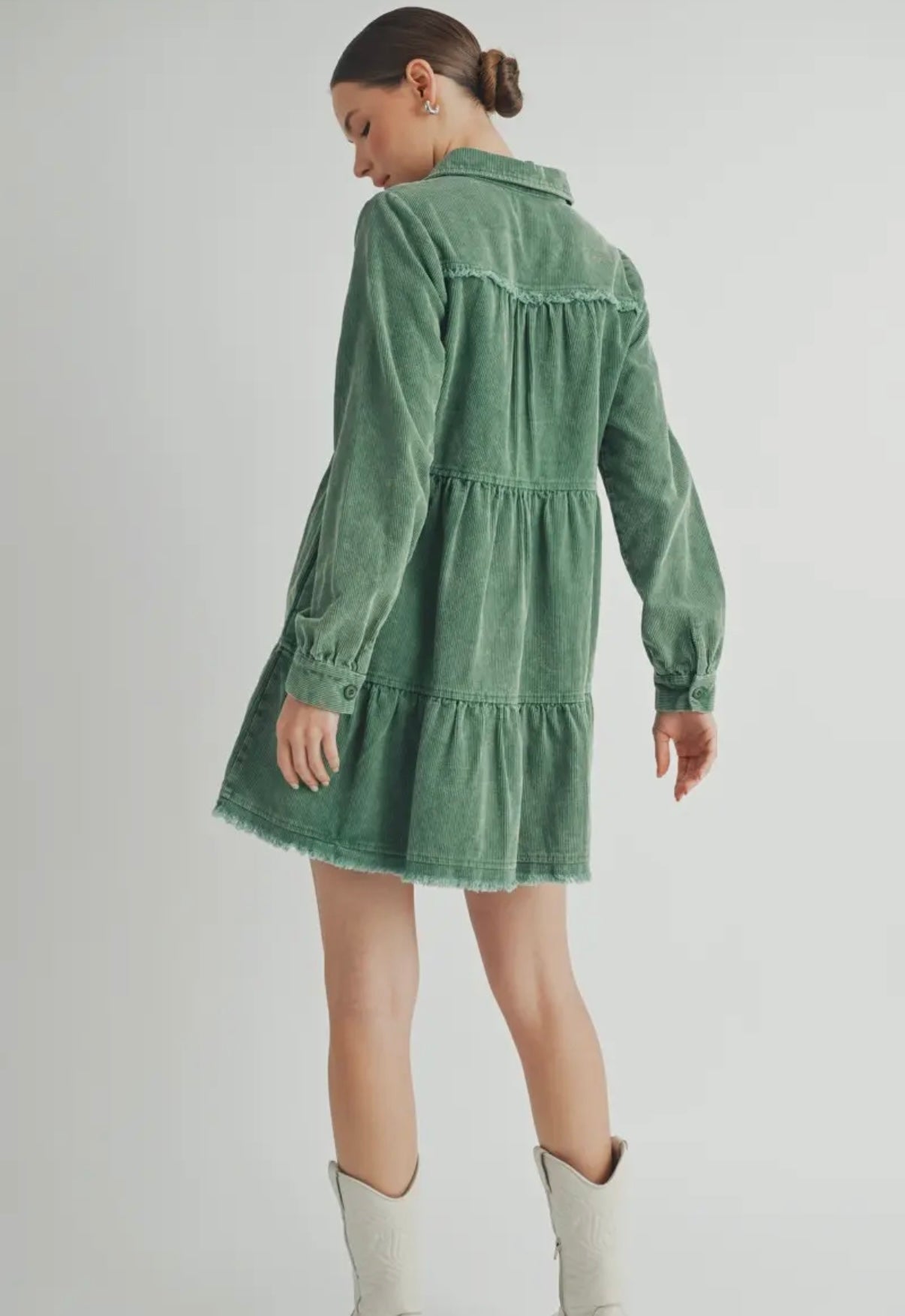 Green corduroy dress