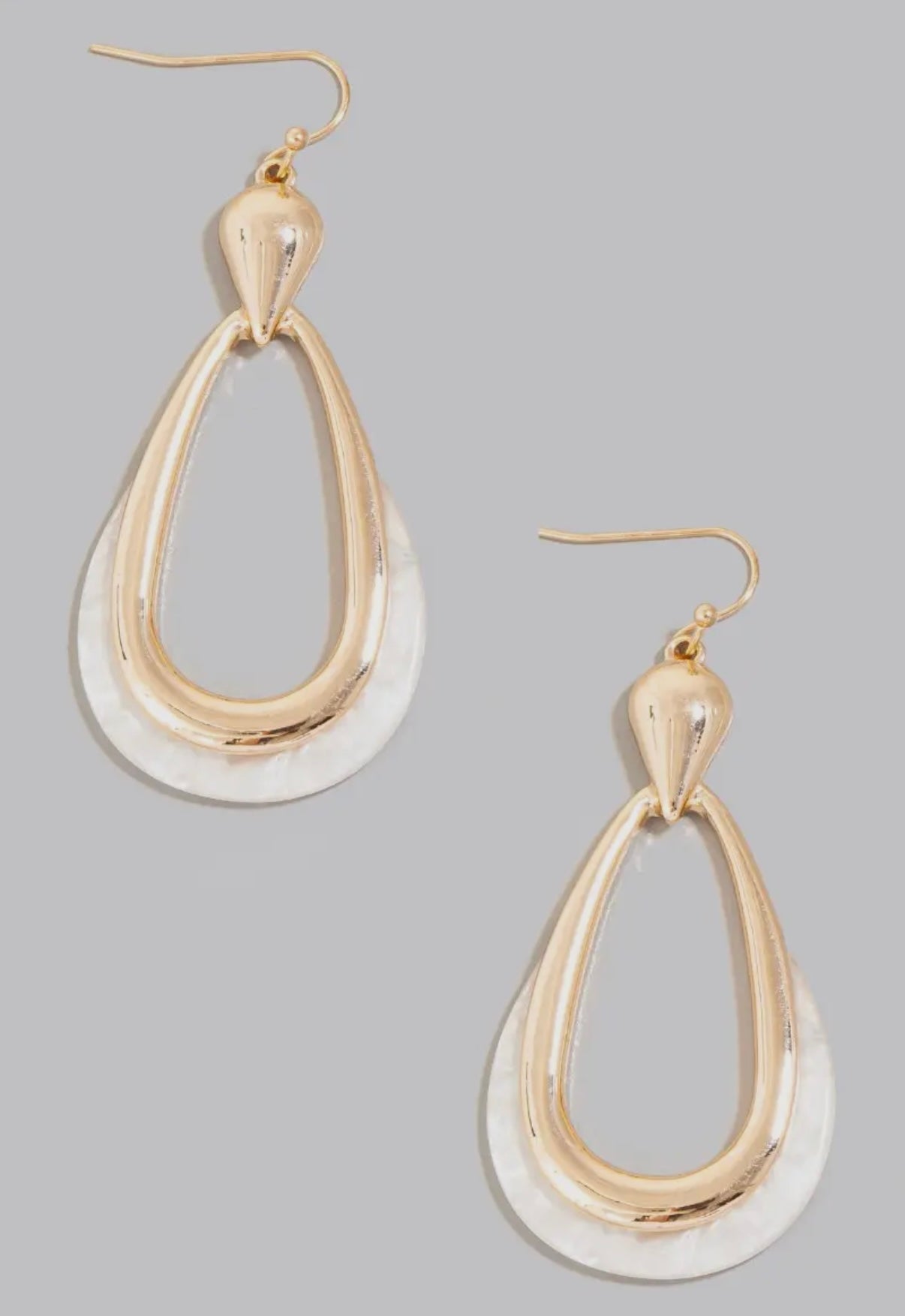 Gold and cream acrylic earrings