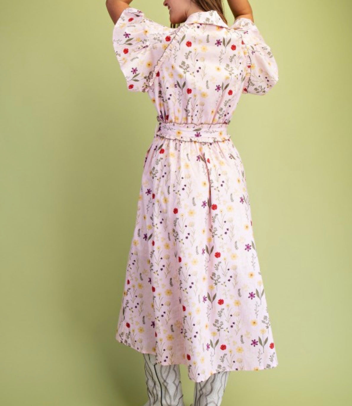 Light pink floral midi dress