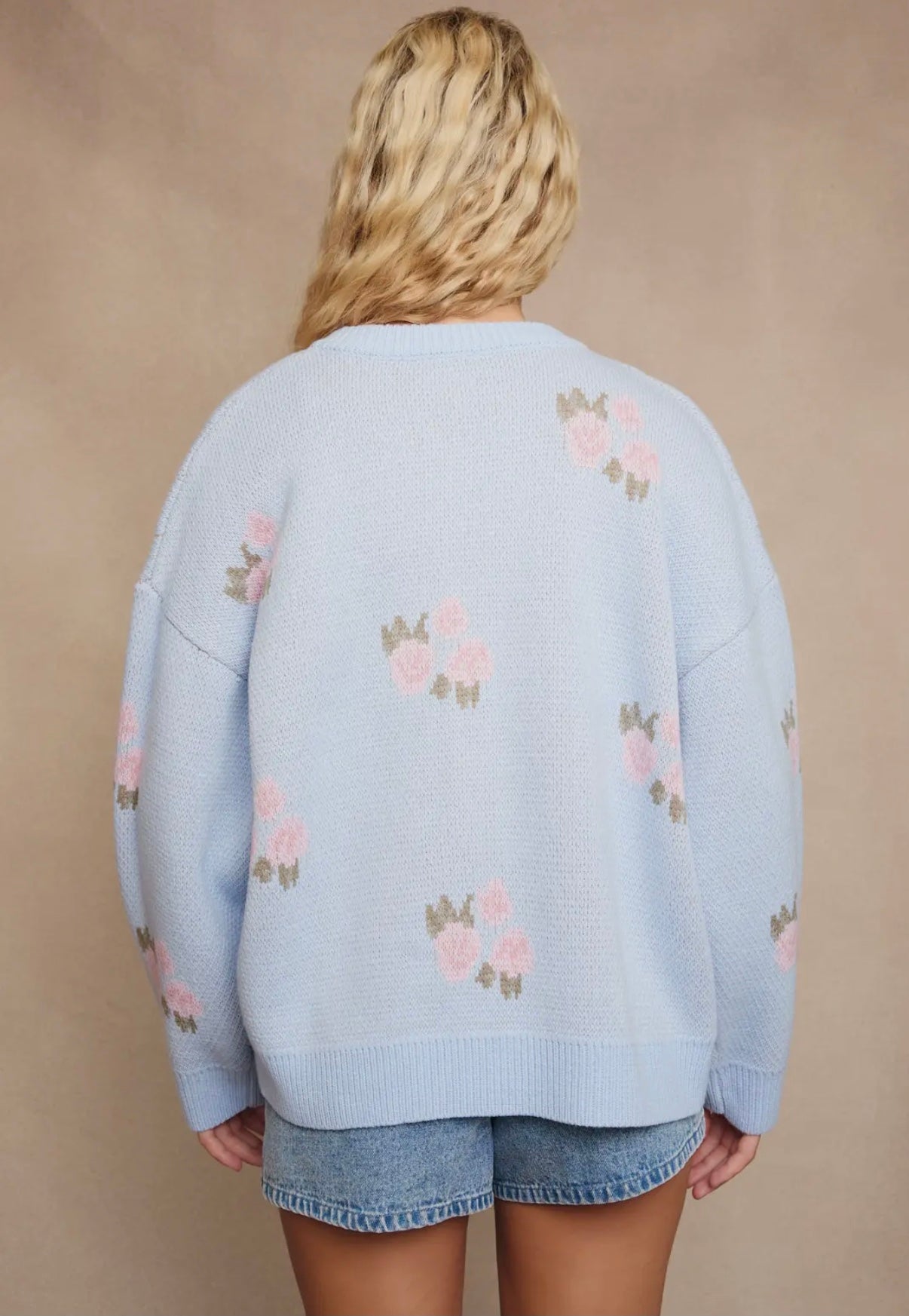 Blue and pink floral cardigan