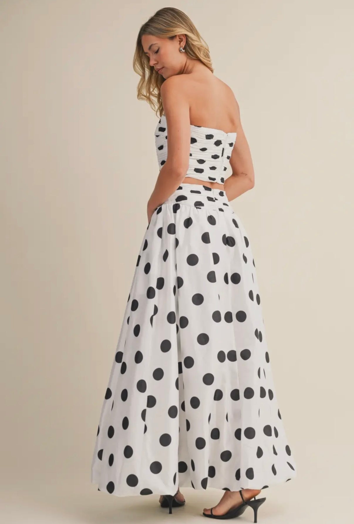Polka dot strapless top