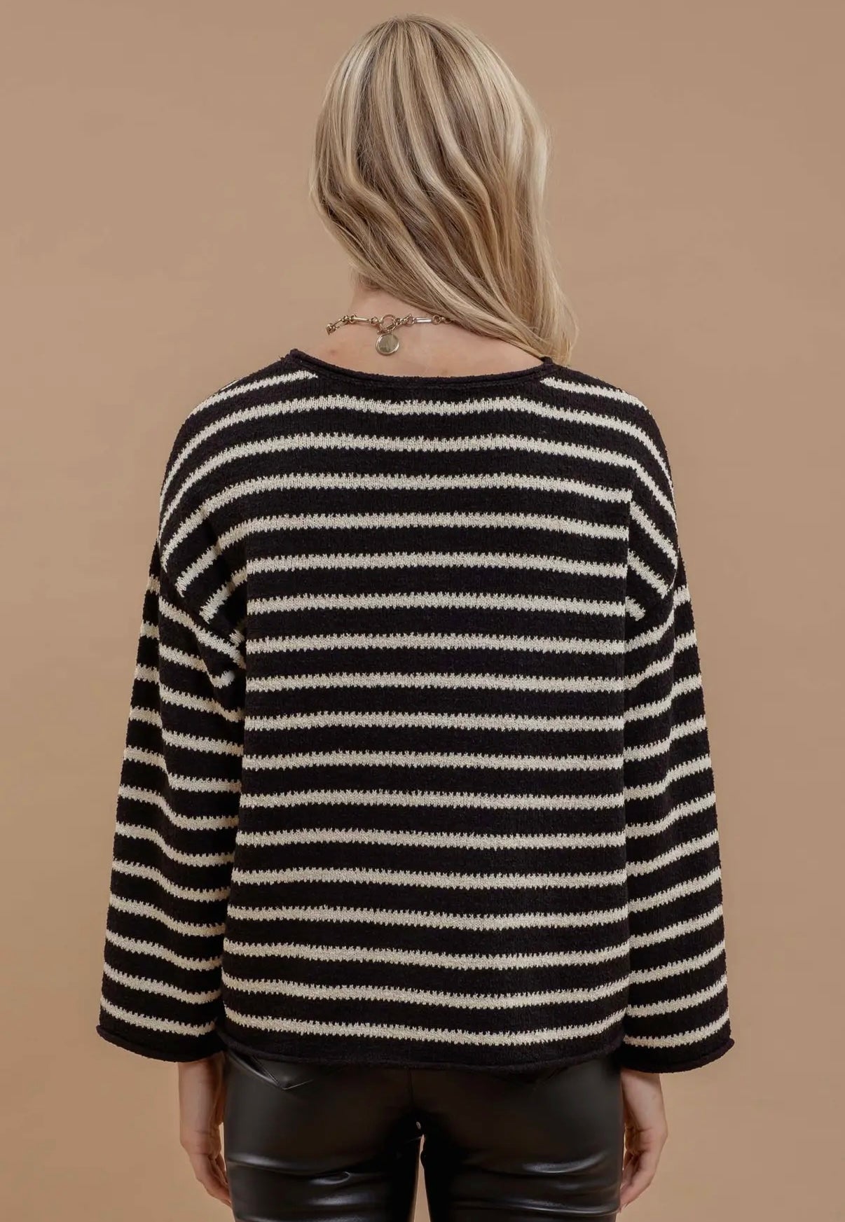 Black and cream striped sweater