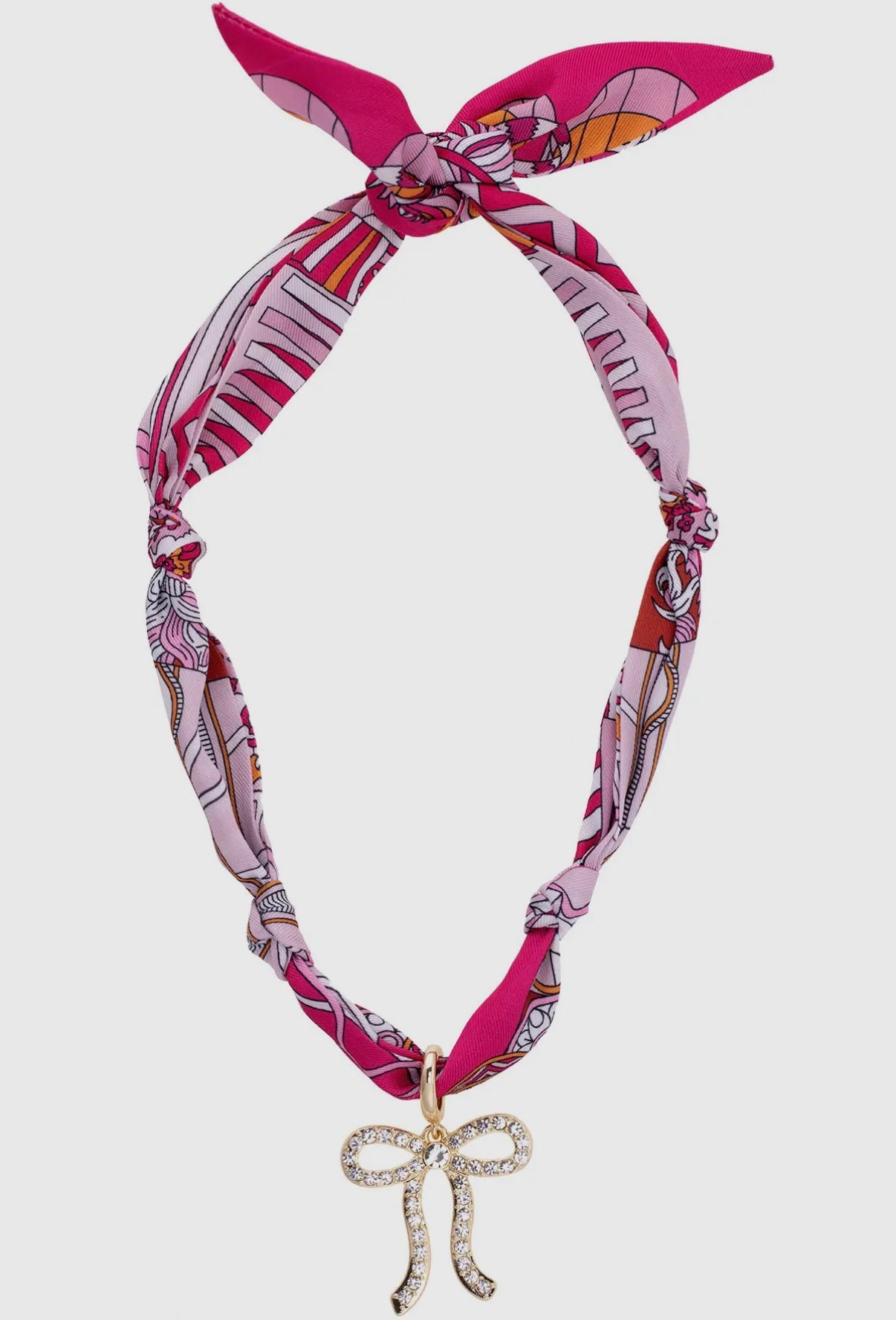 Pink and orange scarf necklace