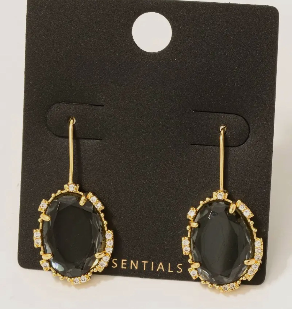 Black crystal and gold earrings