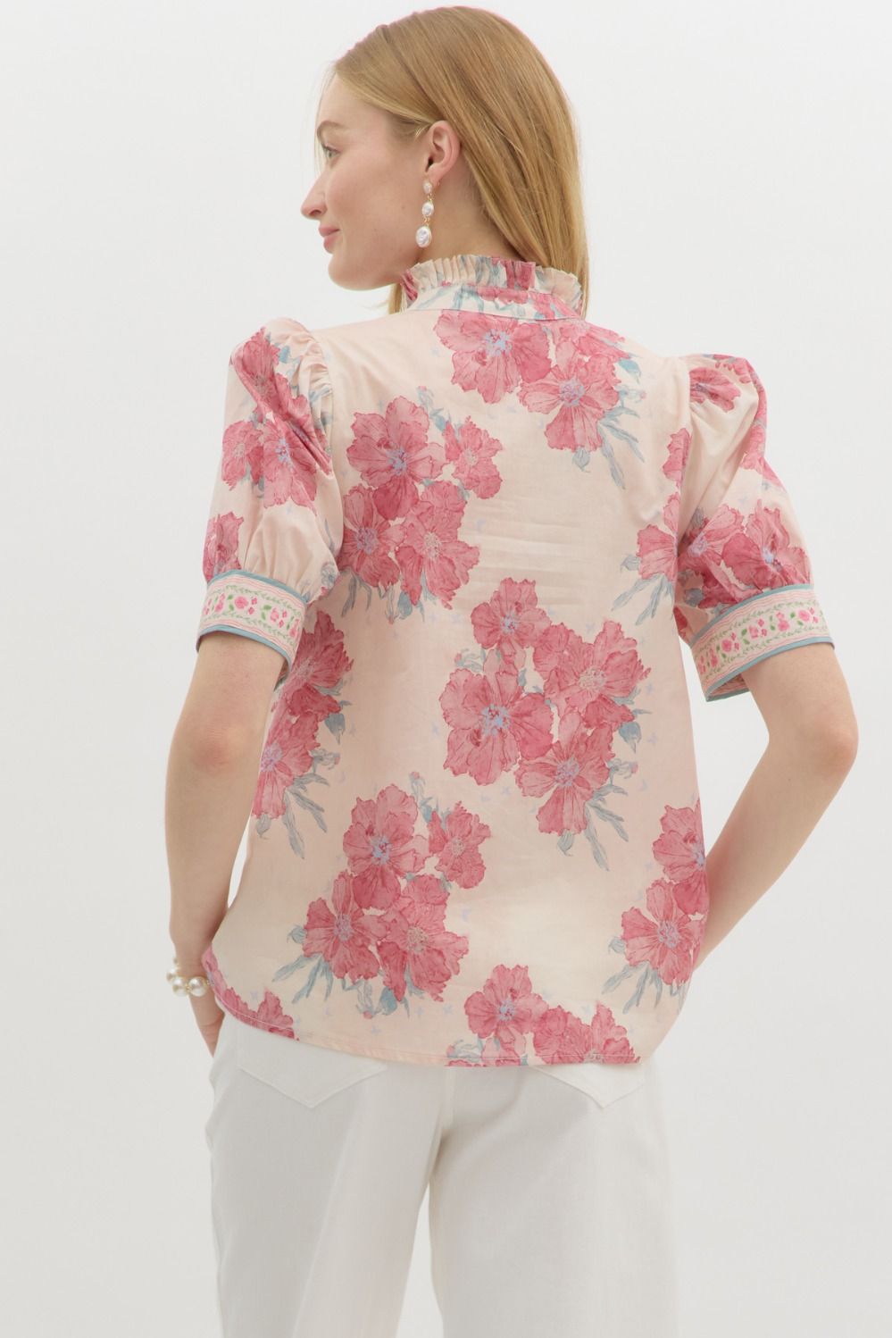 Pink and blue floral top