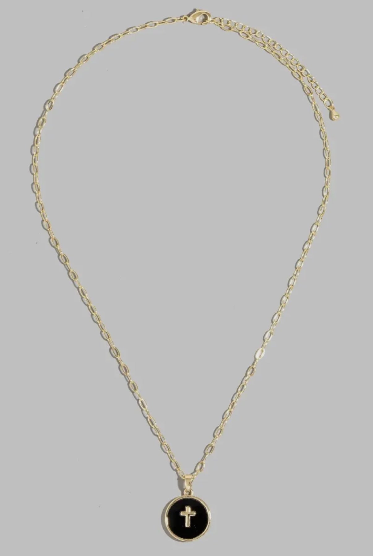 Black enamel cross necklace