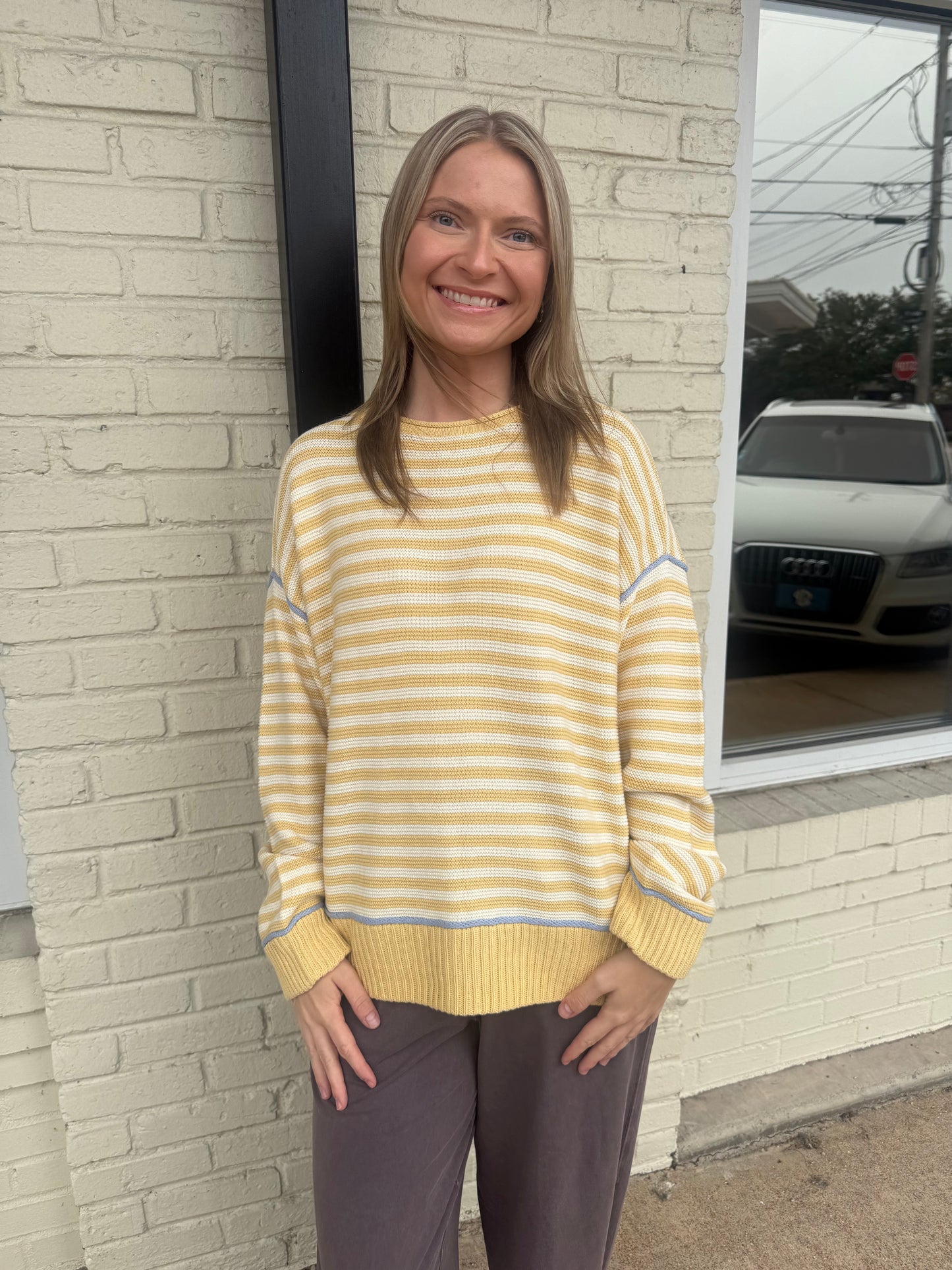 Yellow striped sweater