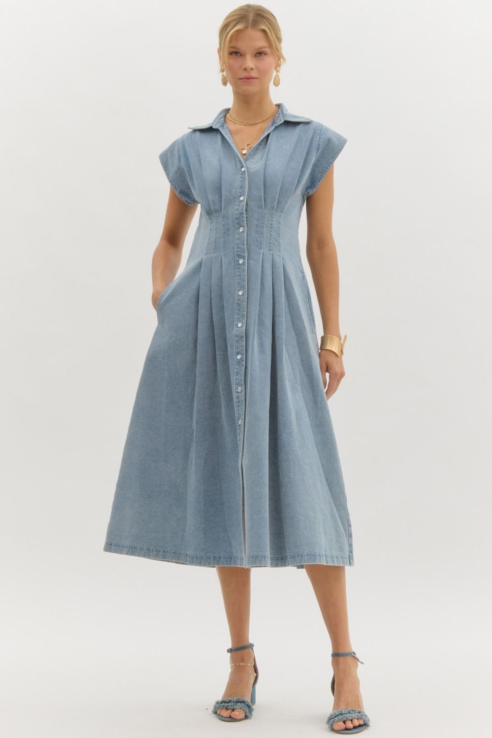 Denim midi dress