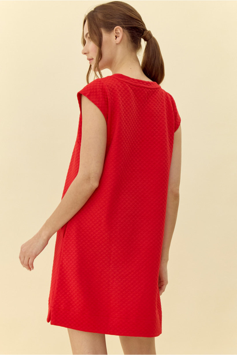 Red textured dress
