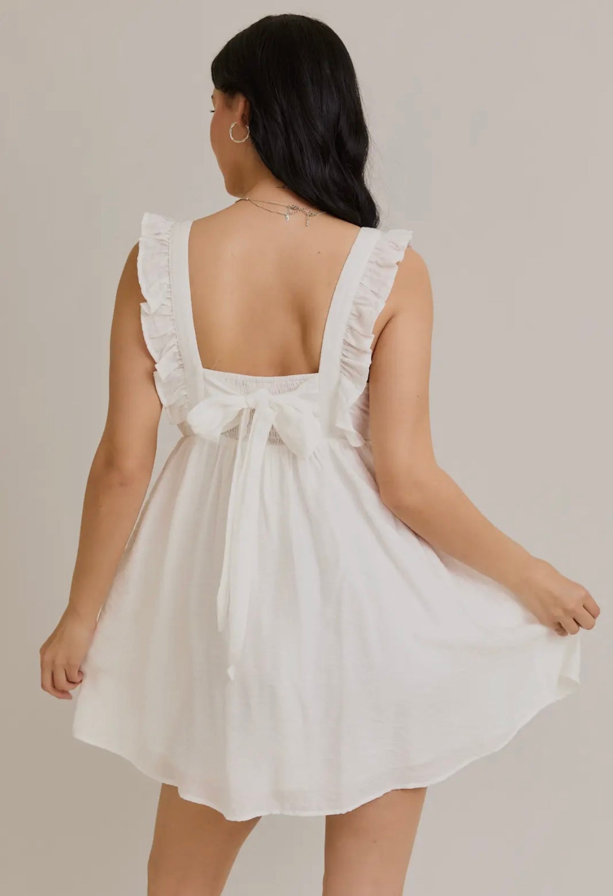 White smocked back dress