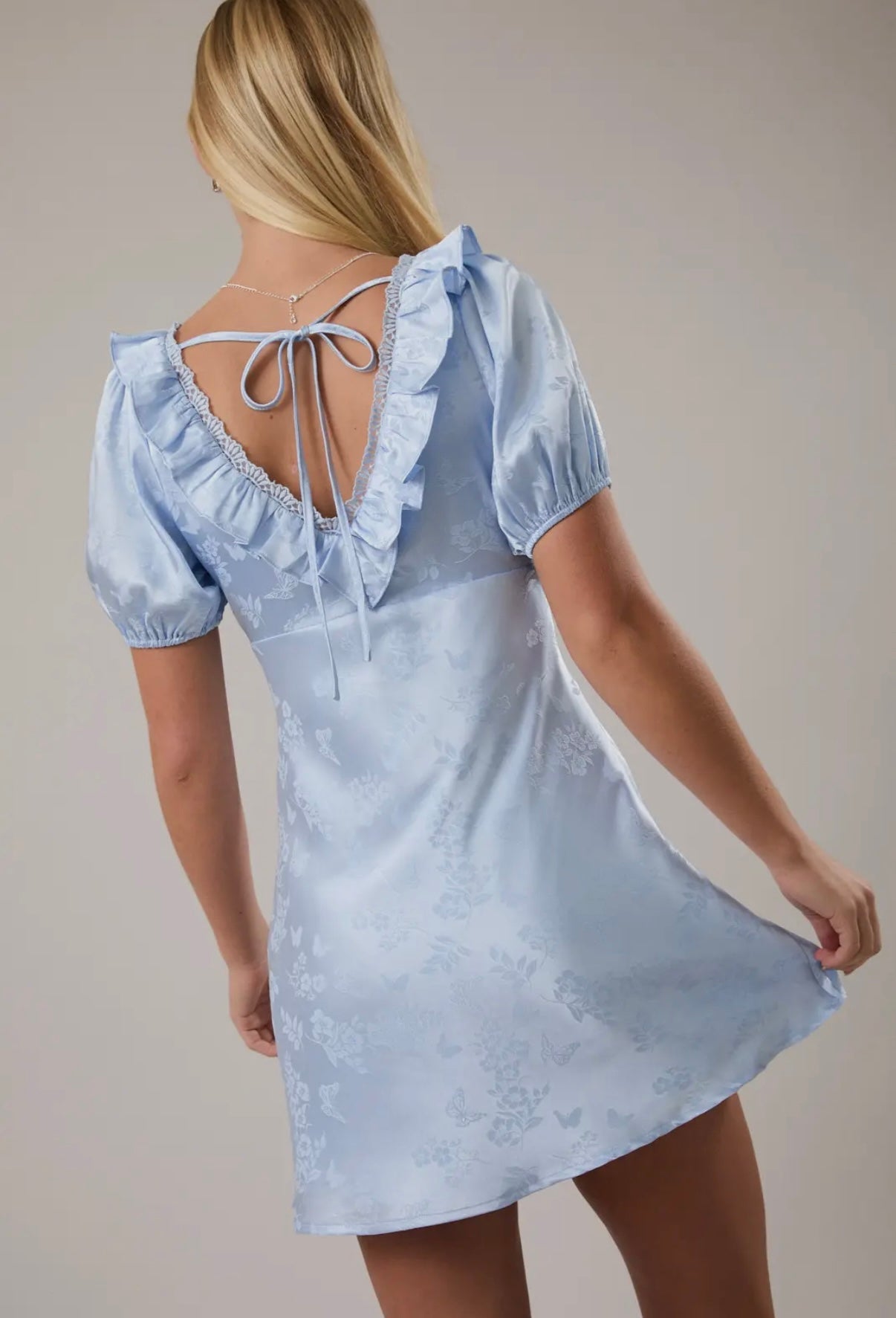 Shiny blue mini dress