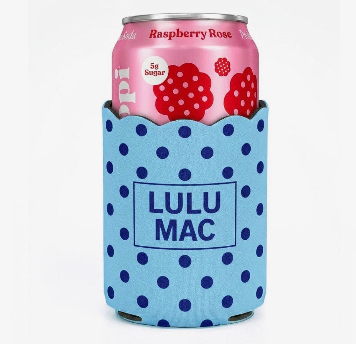 Lulu Mac blue polka dot koozie