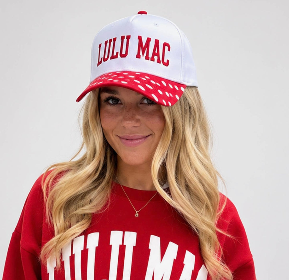 Lulu Mac red polka dot cap