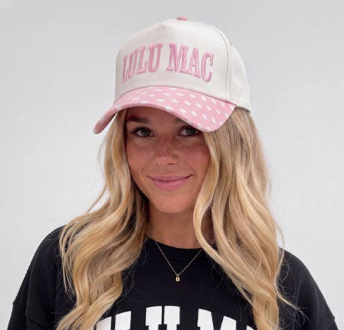 Lulu Mac pink polka dot cap