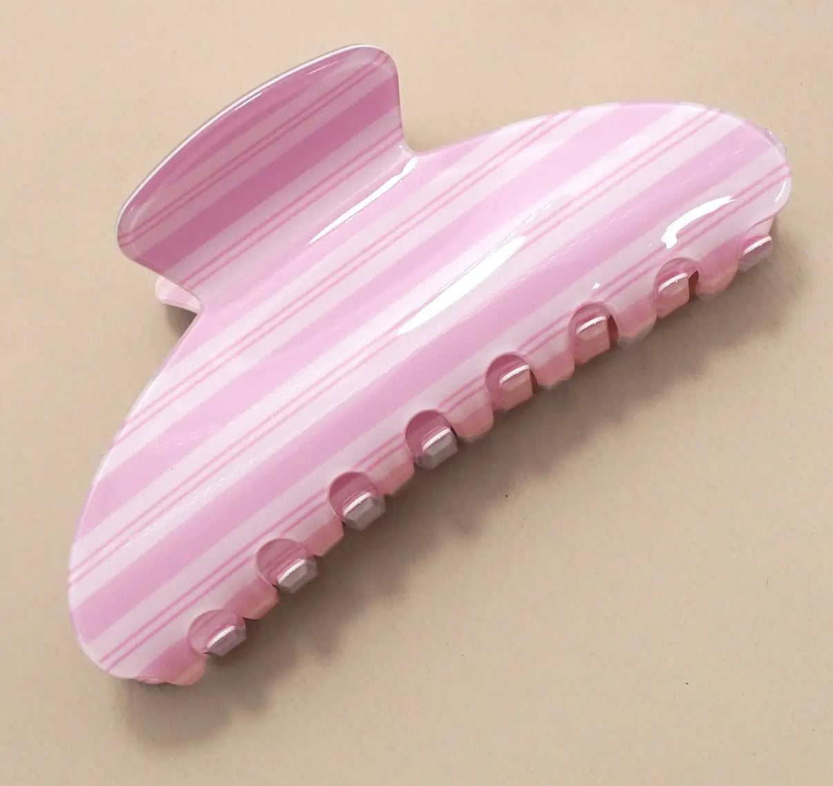 Pink striped hair clip