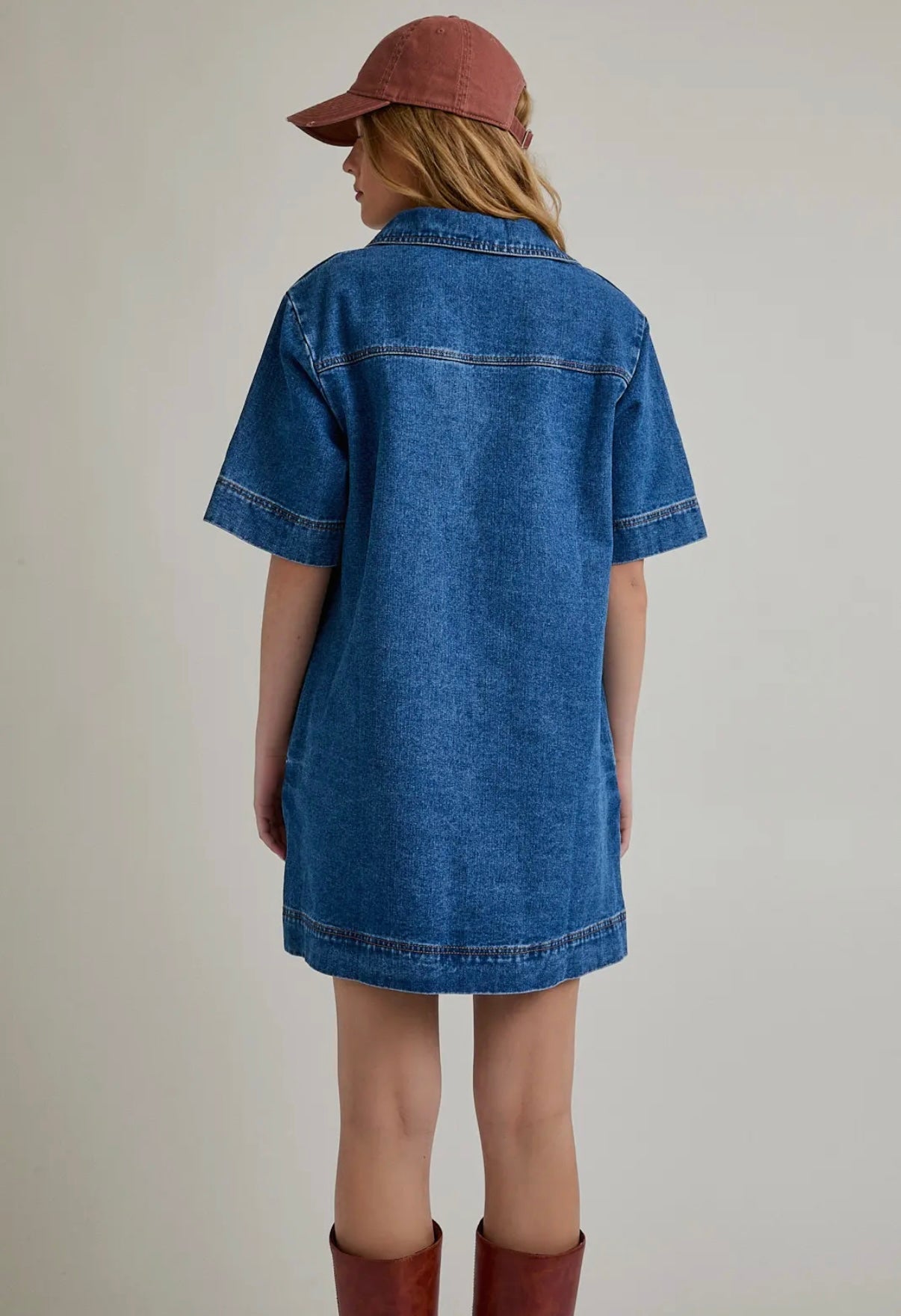 Collared denim dress