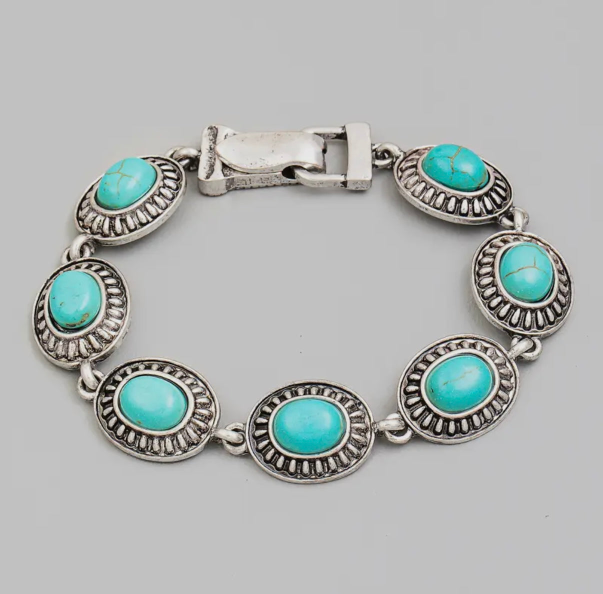 Silver and turquoise bracelet