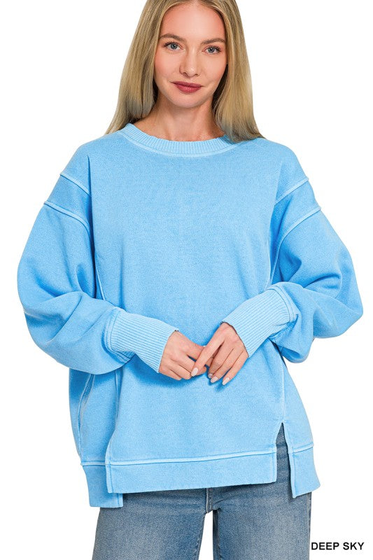 Bright blue sweatshirt