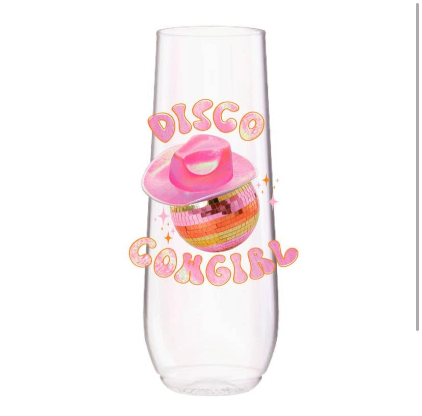 Disco cowgirl 9 oz champagne flute