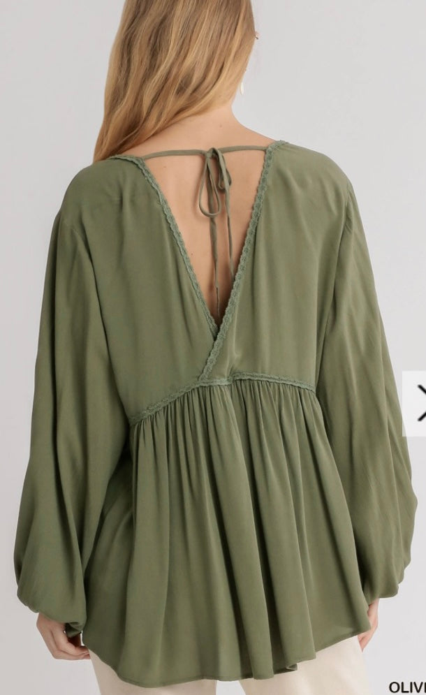 Olive long sleeve top