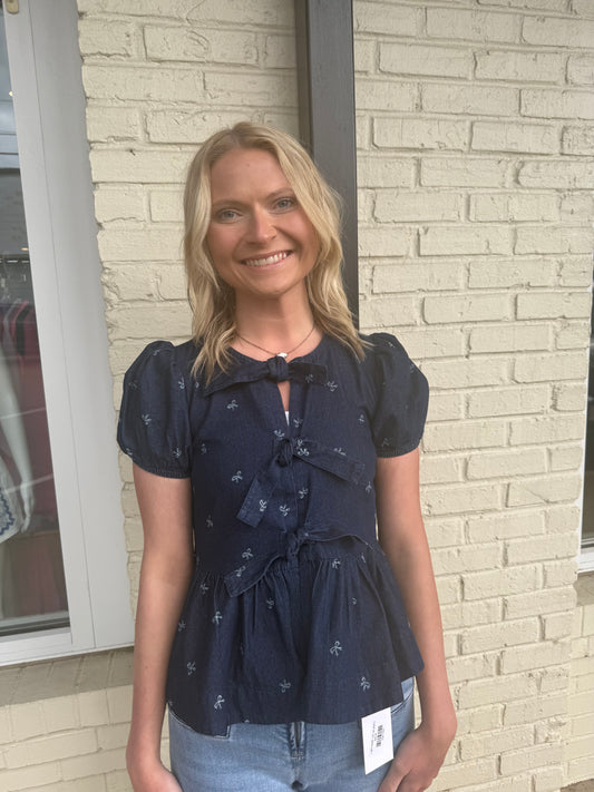 Denim bow top