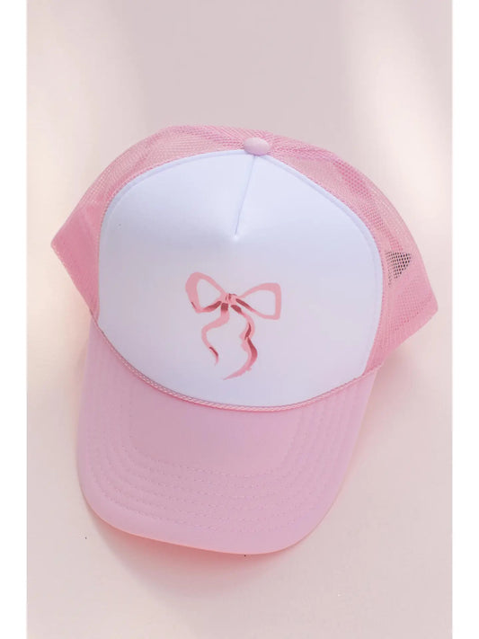 Coquette bow trucker hat