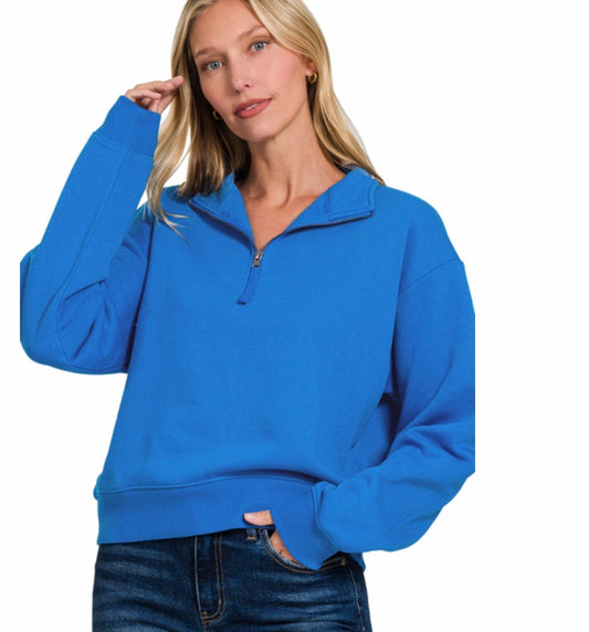 Quarter zip blue pullover