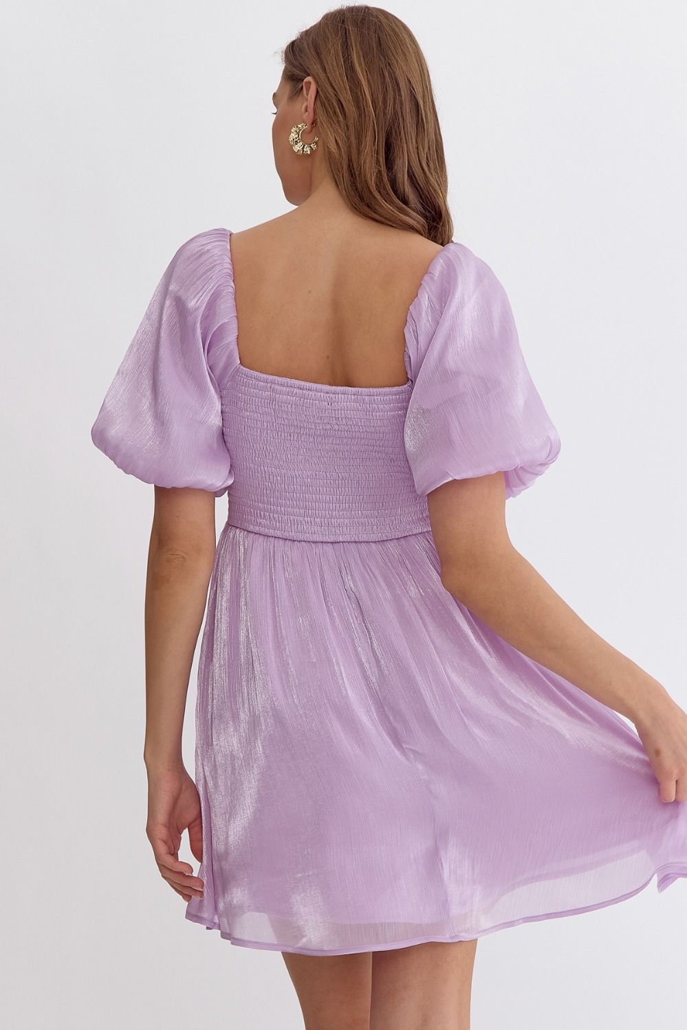 Lavender bow mini dress