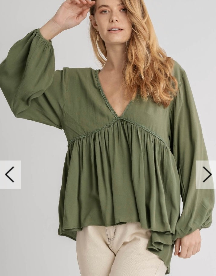 Olive long sleeve top