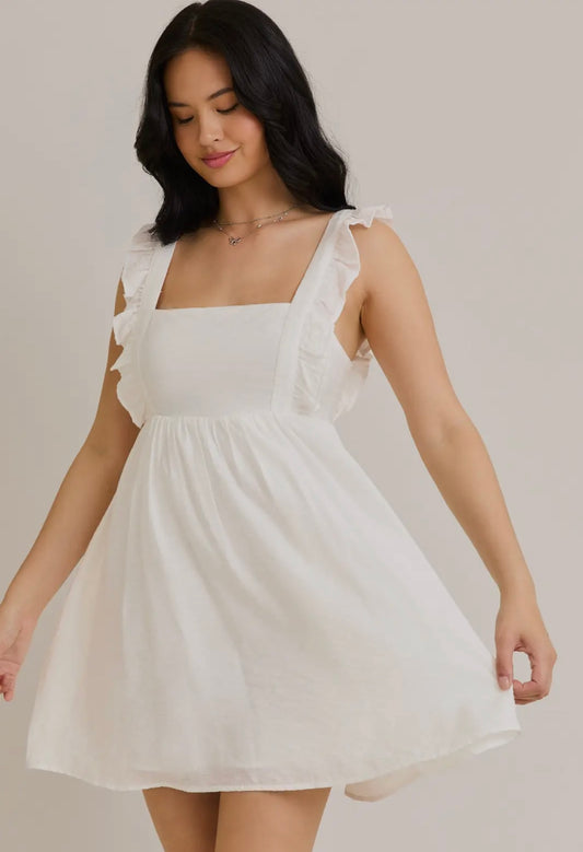 White smocked back dress