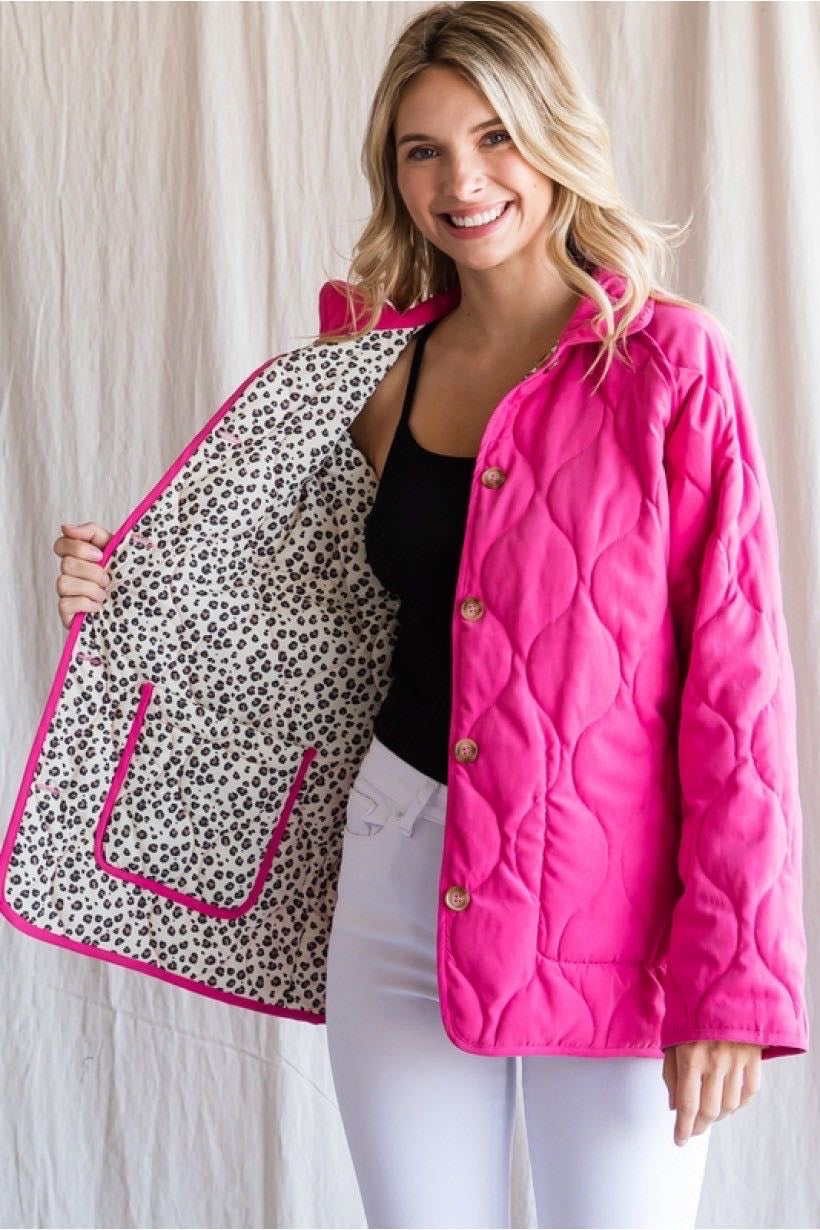 Pink and leopard reversible jacket