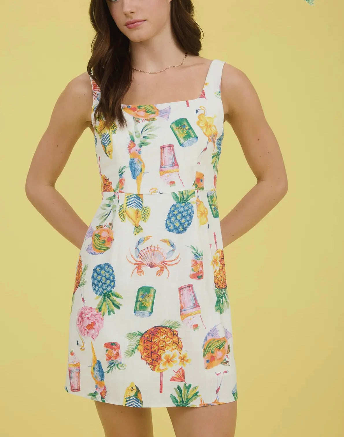Tropical print mini dress