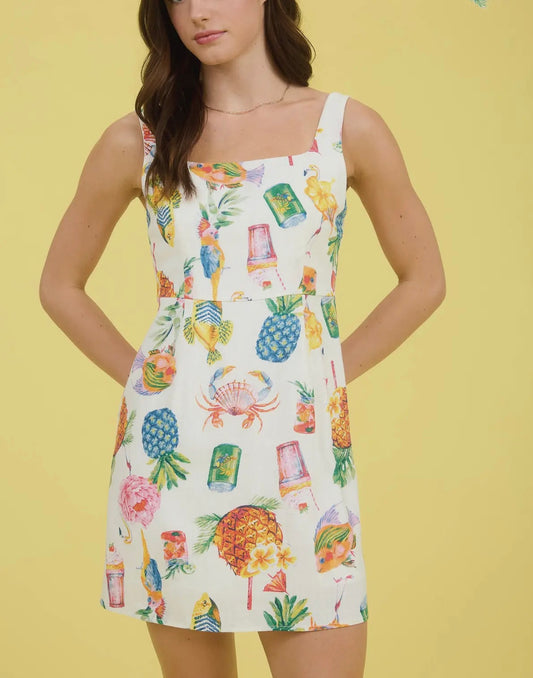 Tropical print mini dress