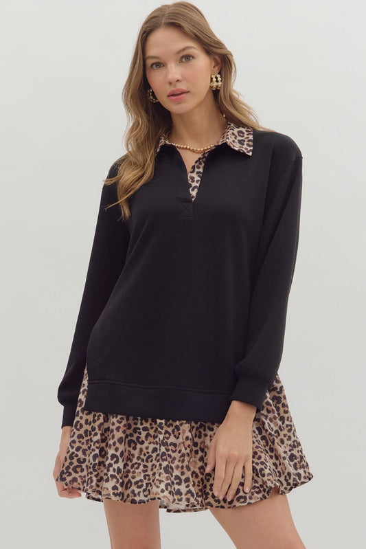 Black and leopard dress