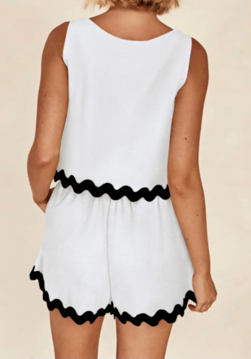 Black and white ric rac top