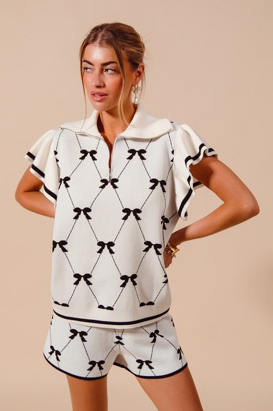 Black and white bow sweater