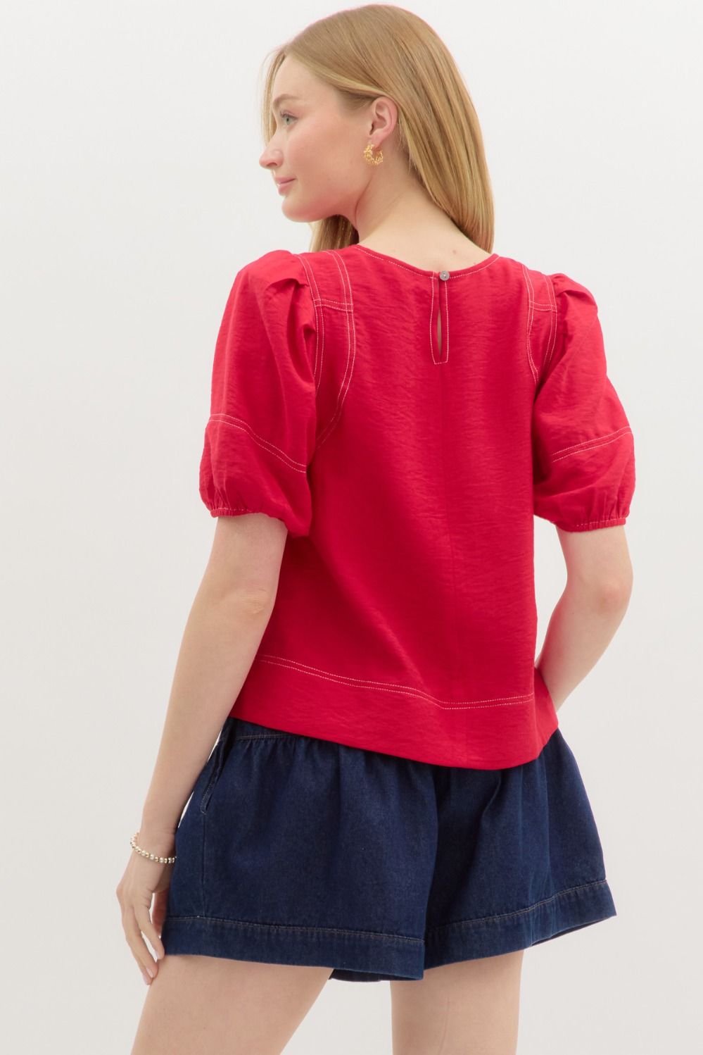 Red puff sleeve top