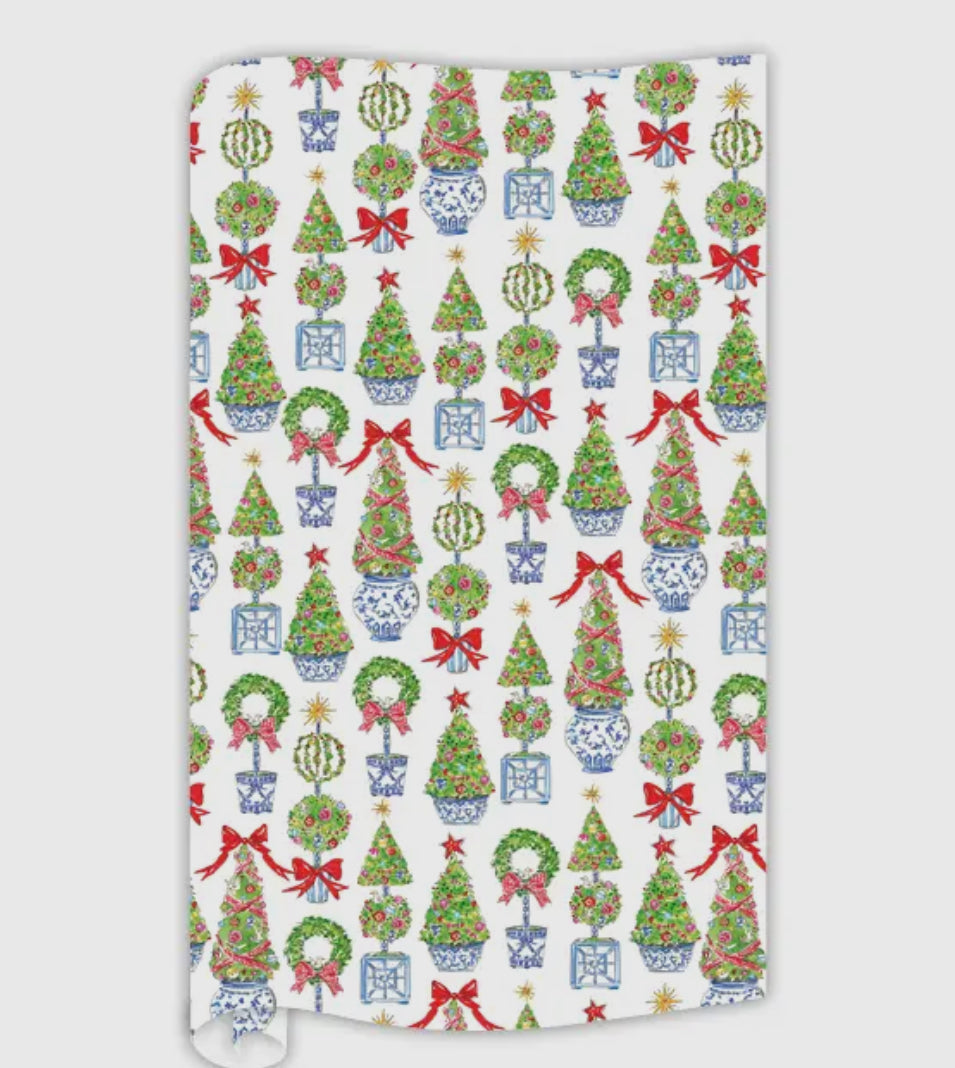 Rosanne Beck Holiday topiary wrapping paper