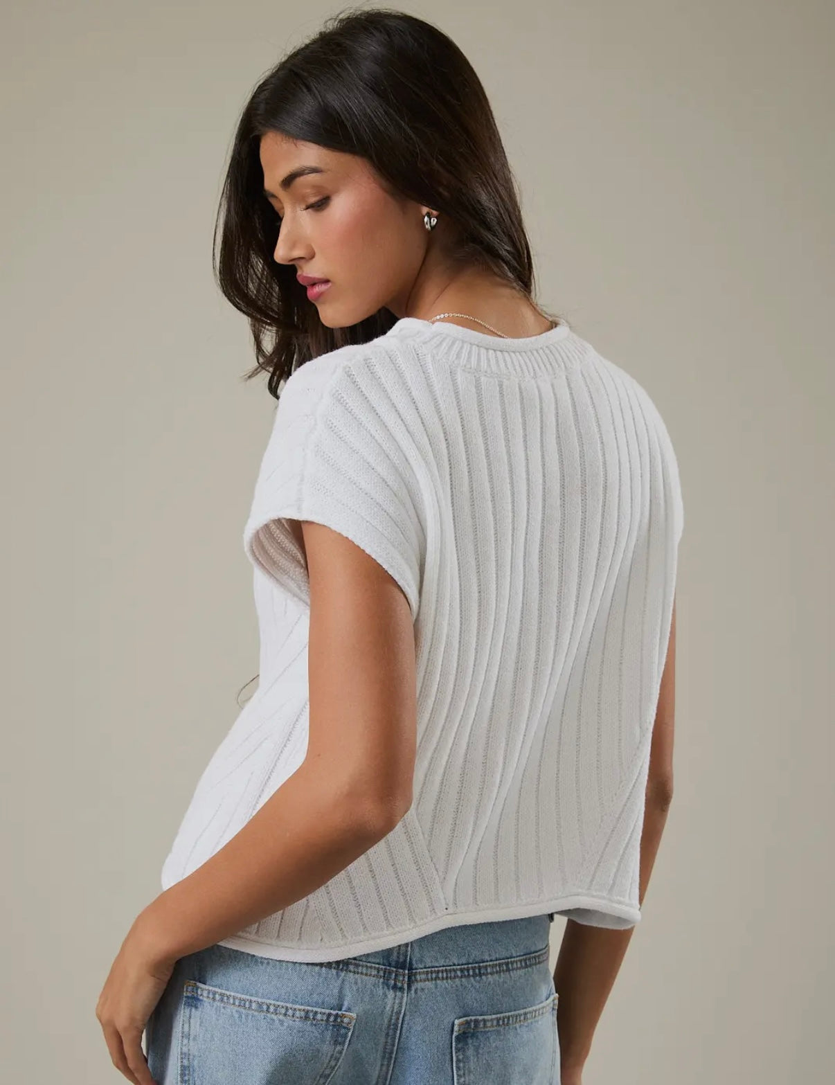 White cap sleeve sweater