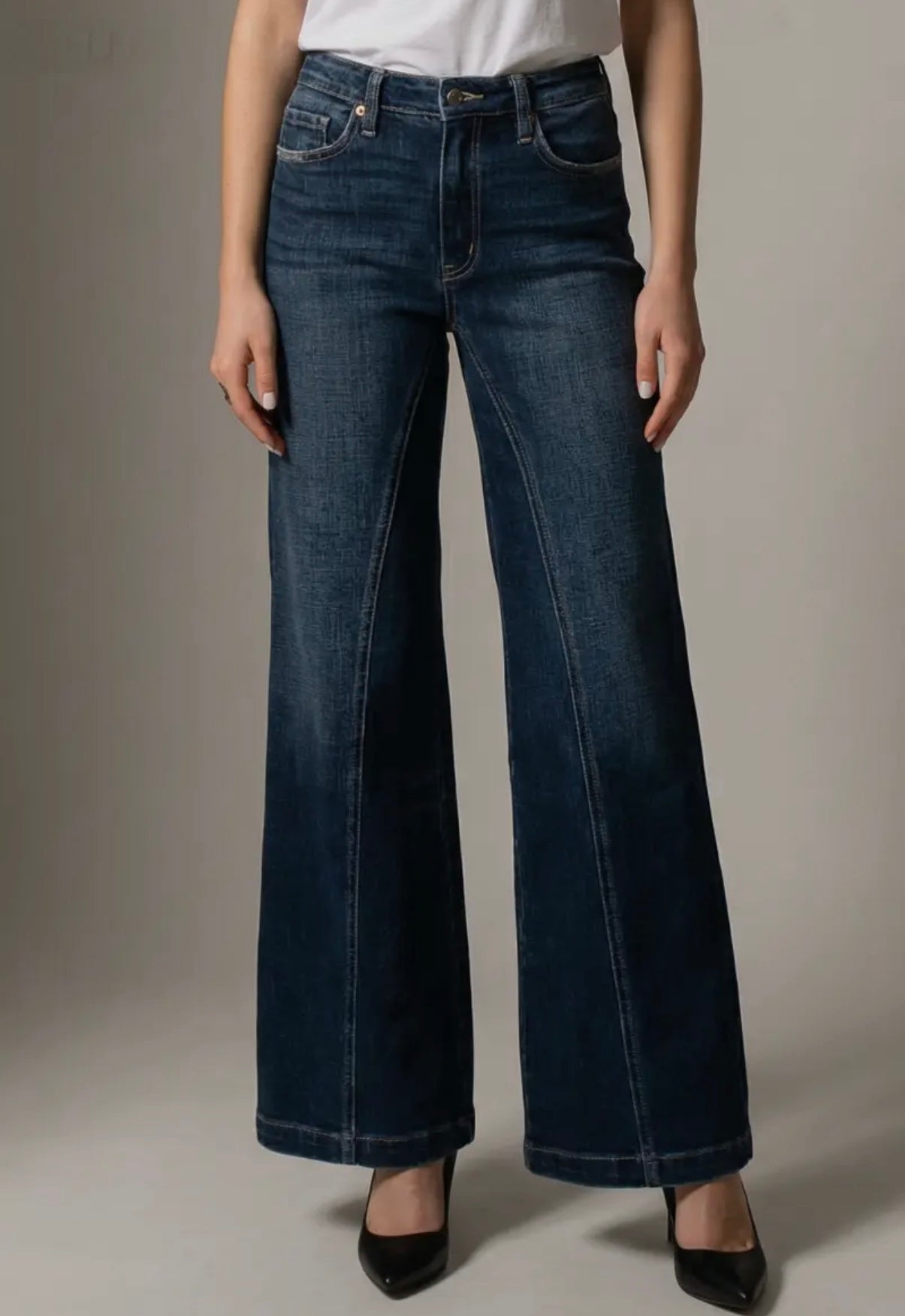 Relaxed flare dark wash jeans