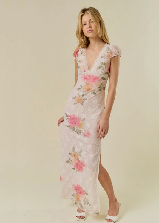 Floral lace maxi dress
