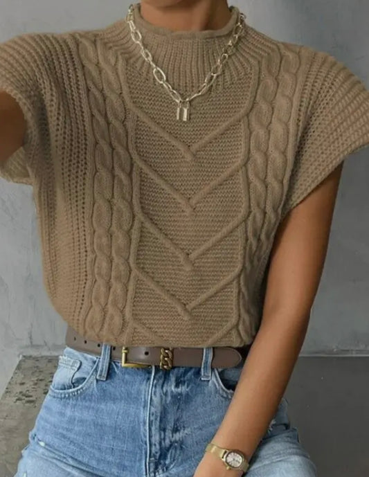 Khaki cap sleeve sweater