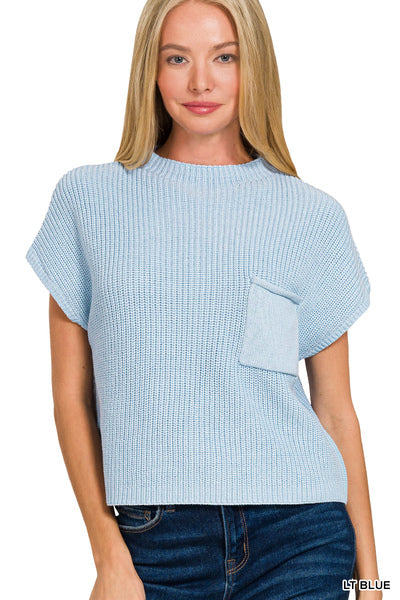 Powder blue cap sleeve sweater