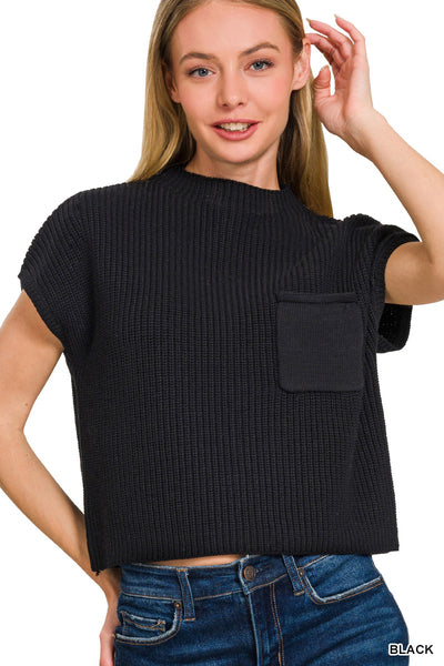 Black cap sleeve sweater