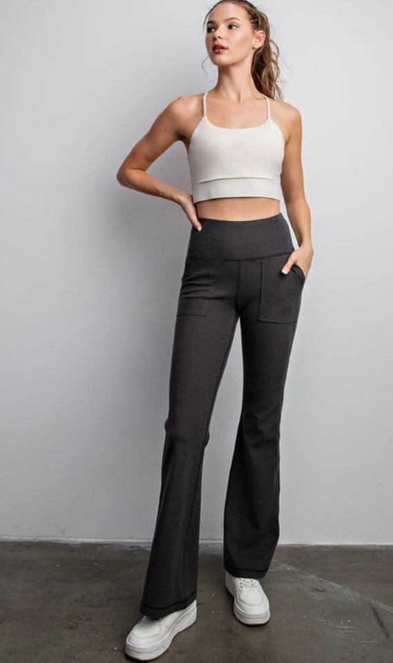 Ribbed charcoal flared leggings